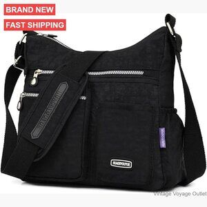 Large Waterproof Nylon Crossbody Bag with 7 Pockets Lightweight Messenger